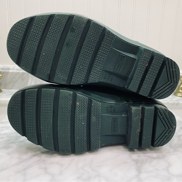 HUNTER ORIGINAL GENUINE SHEARLING & PATENT LEATHER LACE-UP RAIN BOOT Size 7 - Picture 7 of 10